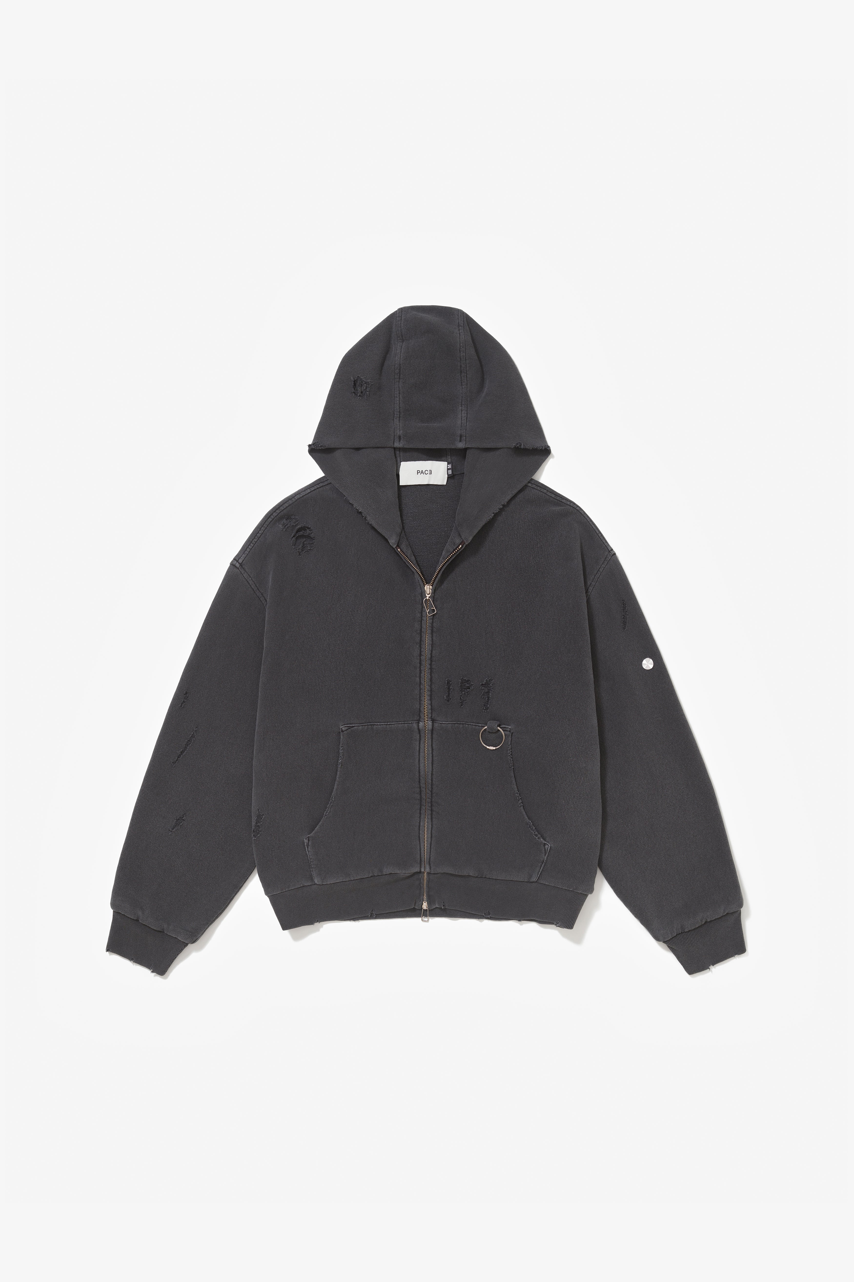 RIPPED ZIP HOODIE STONE GREY – PACE ™