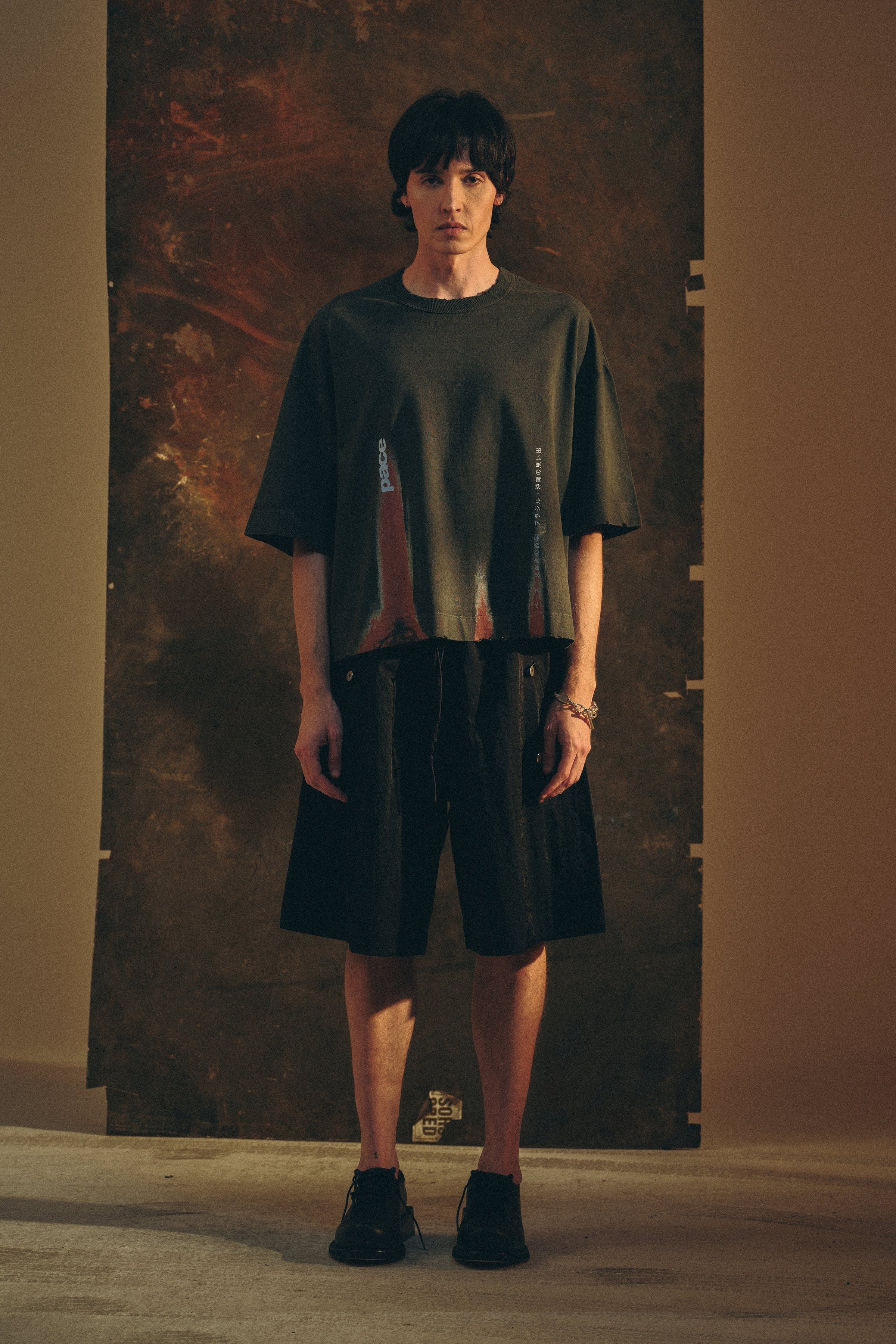 TEE RUST LEAK STONE WASHED BLACK OVERSIZED