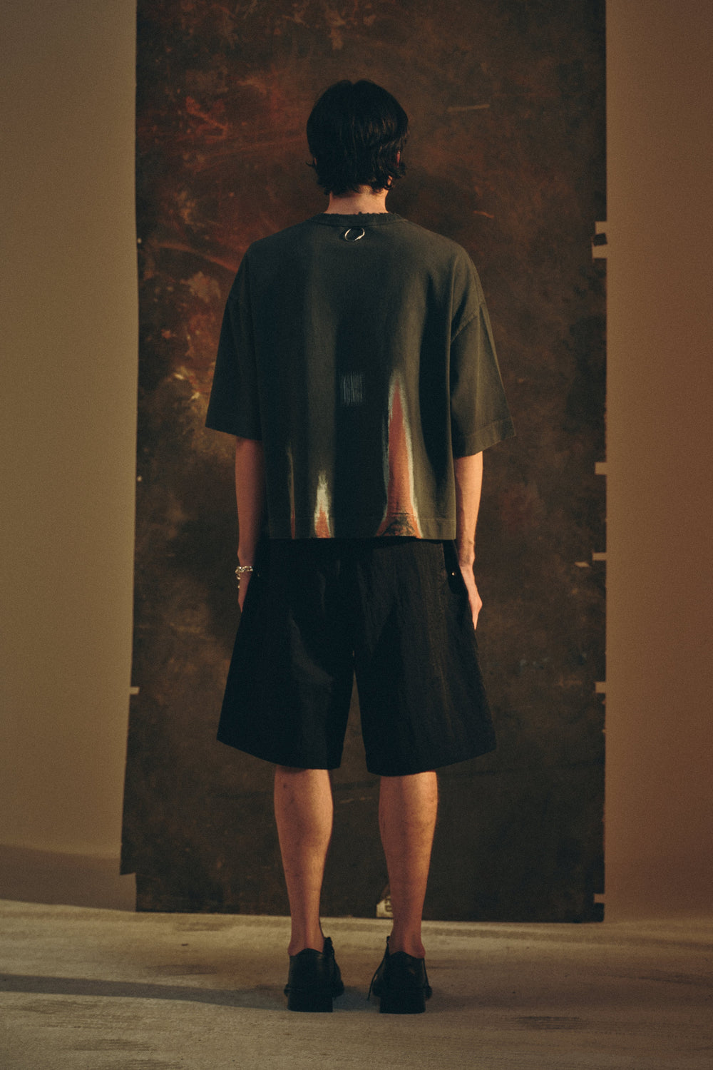TEE RUST LEAK STONE WASHED BLACK OVERSIZED