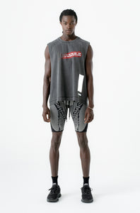 DRUMMER TANK TOP RED LOGO STONE WASHED BLACK