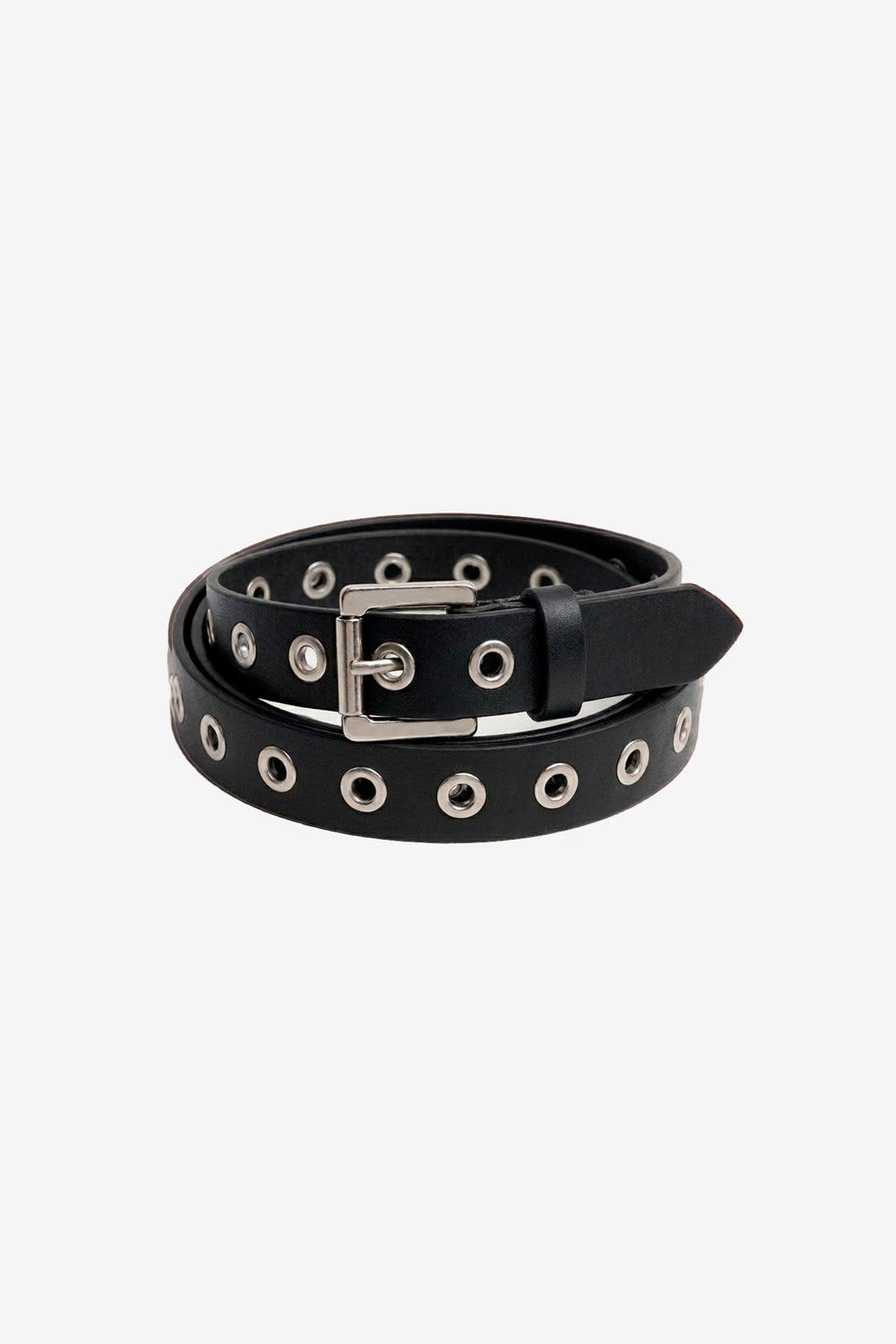 EYELETS WIDE LEATHER BELT BLACK
