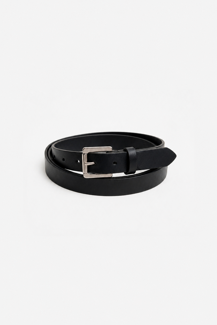 CODE SLIM LEATHER BELT BLACK