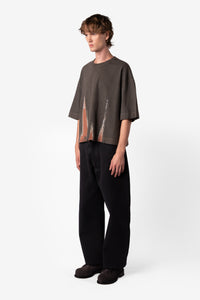 TEE RUST LEAK STONE WASHED BLACK OVERSIZED