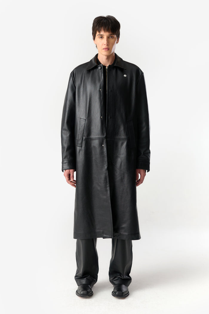 PRÉ VENDA - LEON LEATHER LONG COAT BLACK