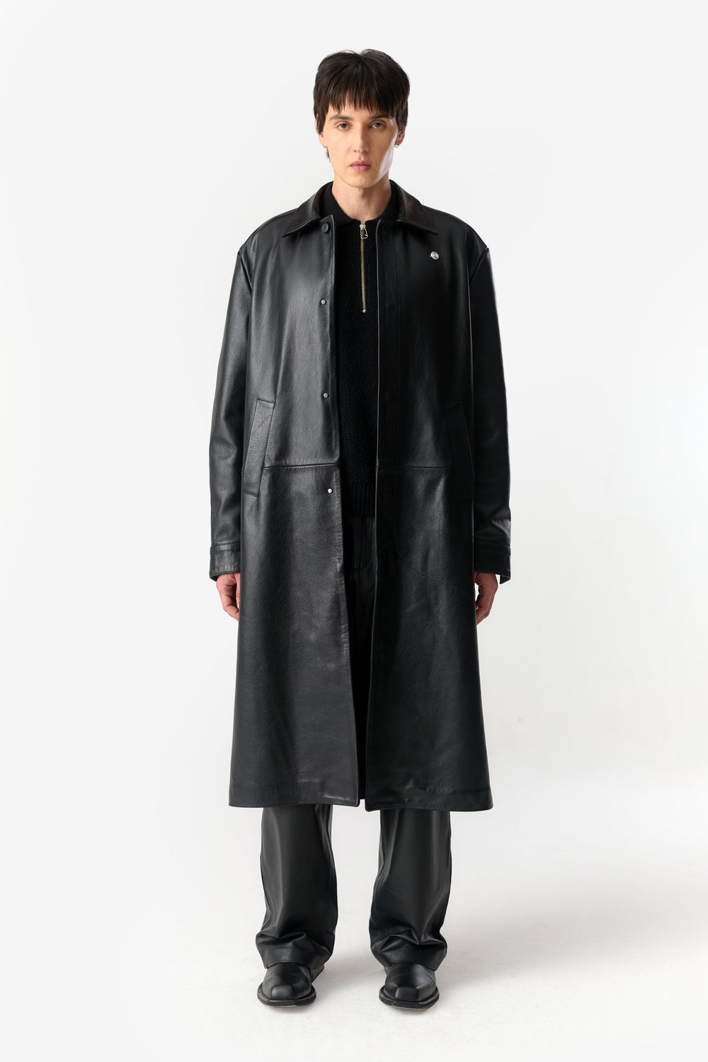 PRÉ VENDA - LEON LEATHER LONG COAT BLACK