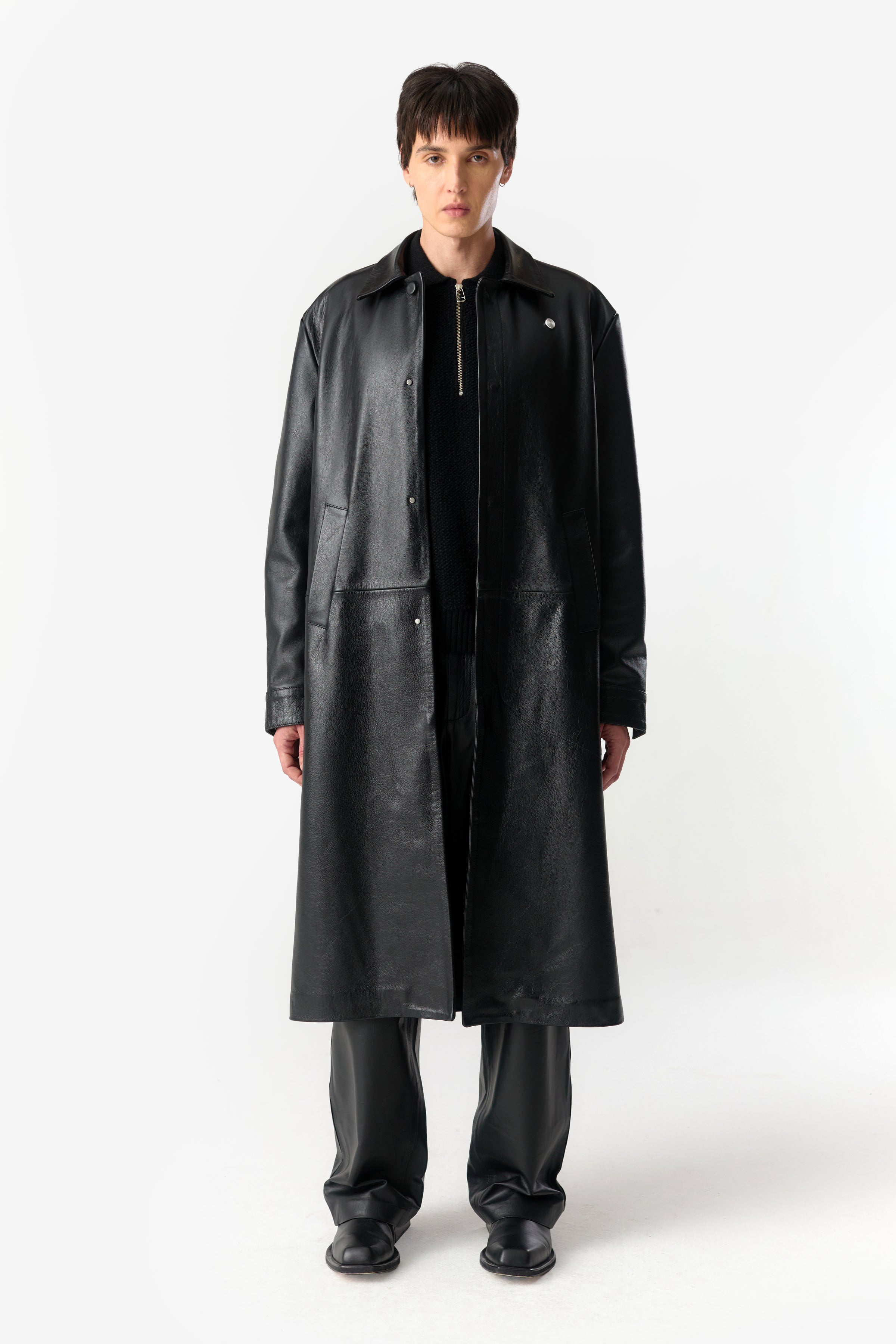 PRÉ VENDA - LEON LEATHER LONG COAT BLACK