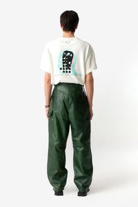 PRÉ VENDA - DOUBLE KNEES LEATHER TROUSERS GREEN