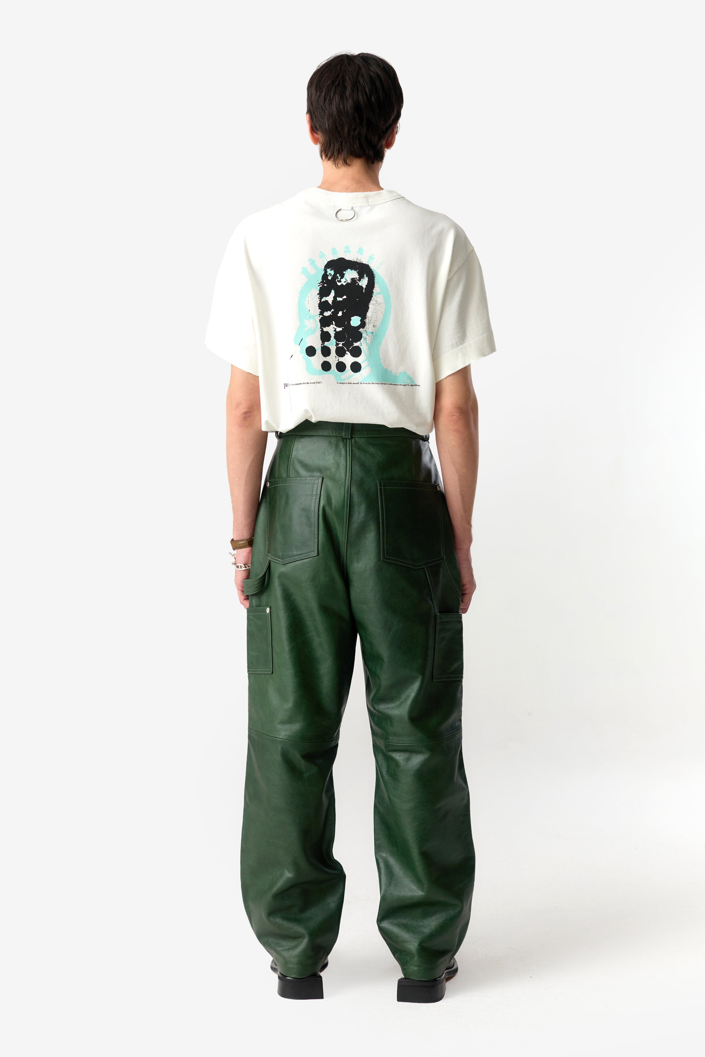 PRÉ VENDA - DOUBLE KNEES LEATHER TROUSERS GREEN