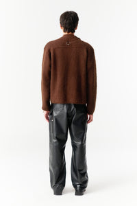 TIRAMISU ZIP UP KNIT BROWN