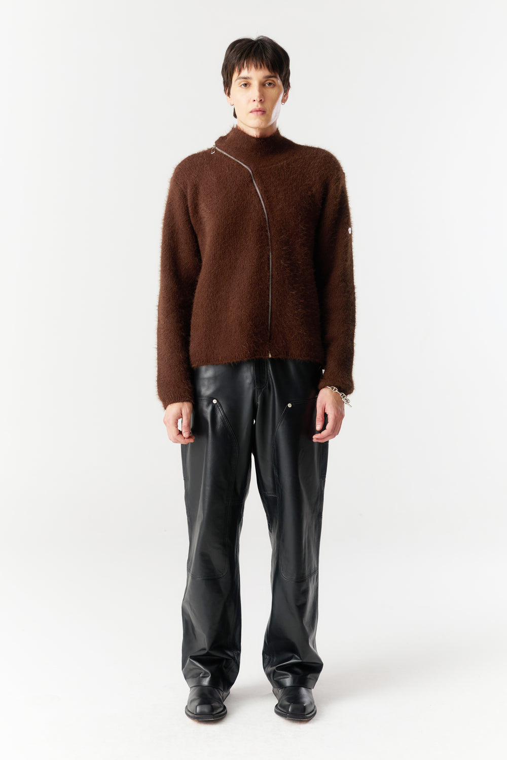 TIRAMISU ZIP UP KNIT BROWN
