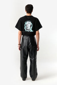 PRÉ VENDA - DOUBLE KNEES LEATHER TROUSERS BLACK