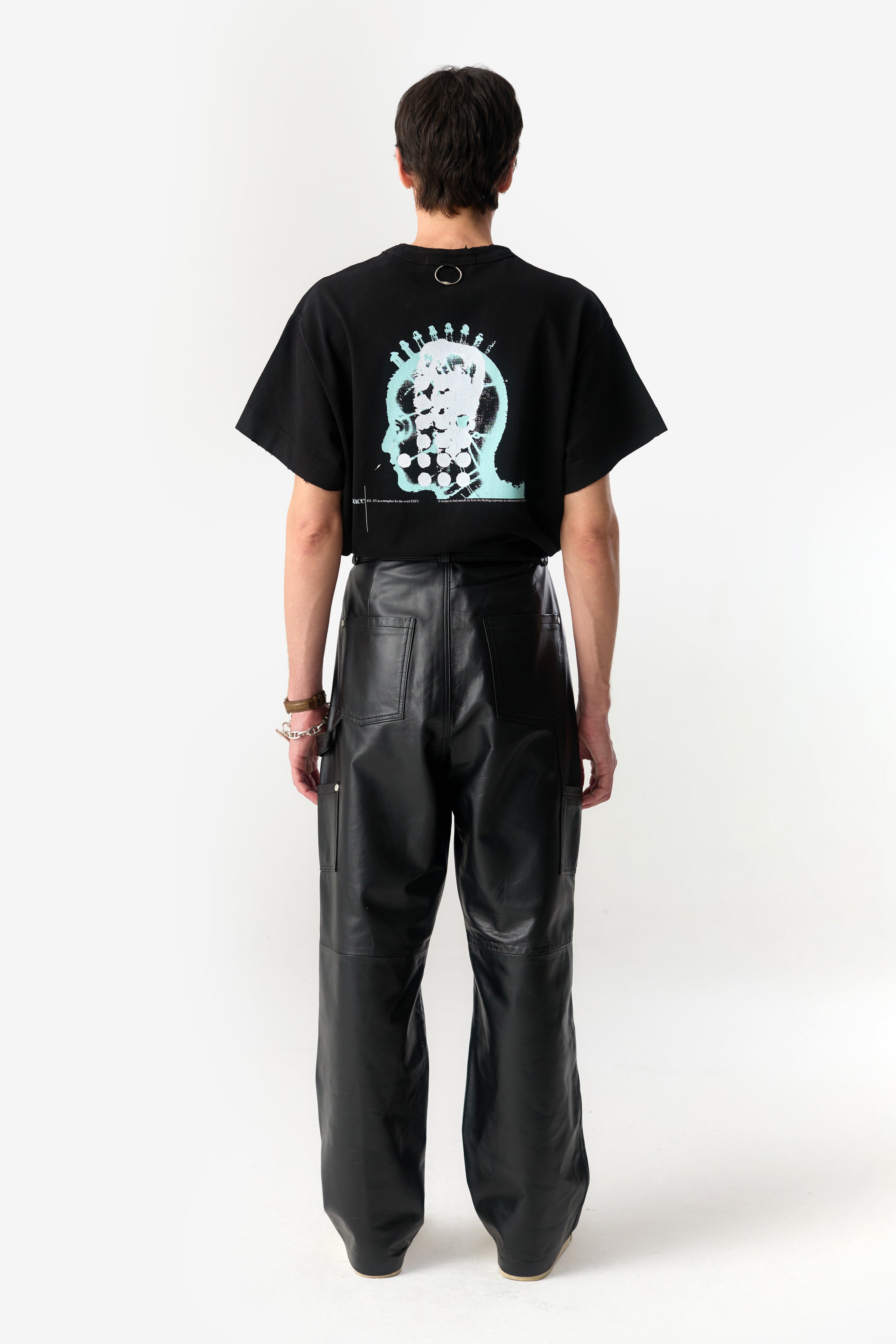 PRÉ VENDA - DOUBLE KNEES LEATHER TROUSERS BLACK