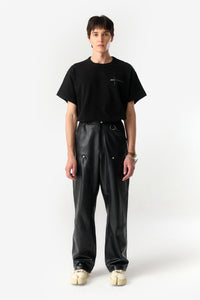 PRÉ VENDA - DOUBLE KNEES LEATHER TROUSERS BLACK