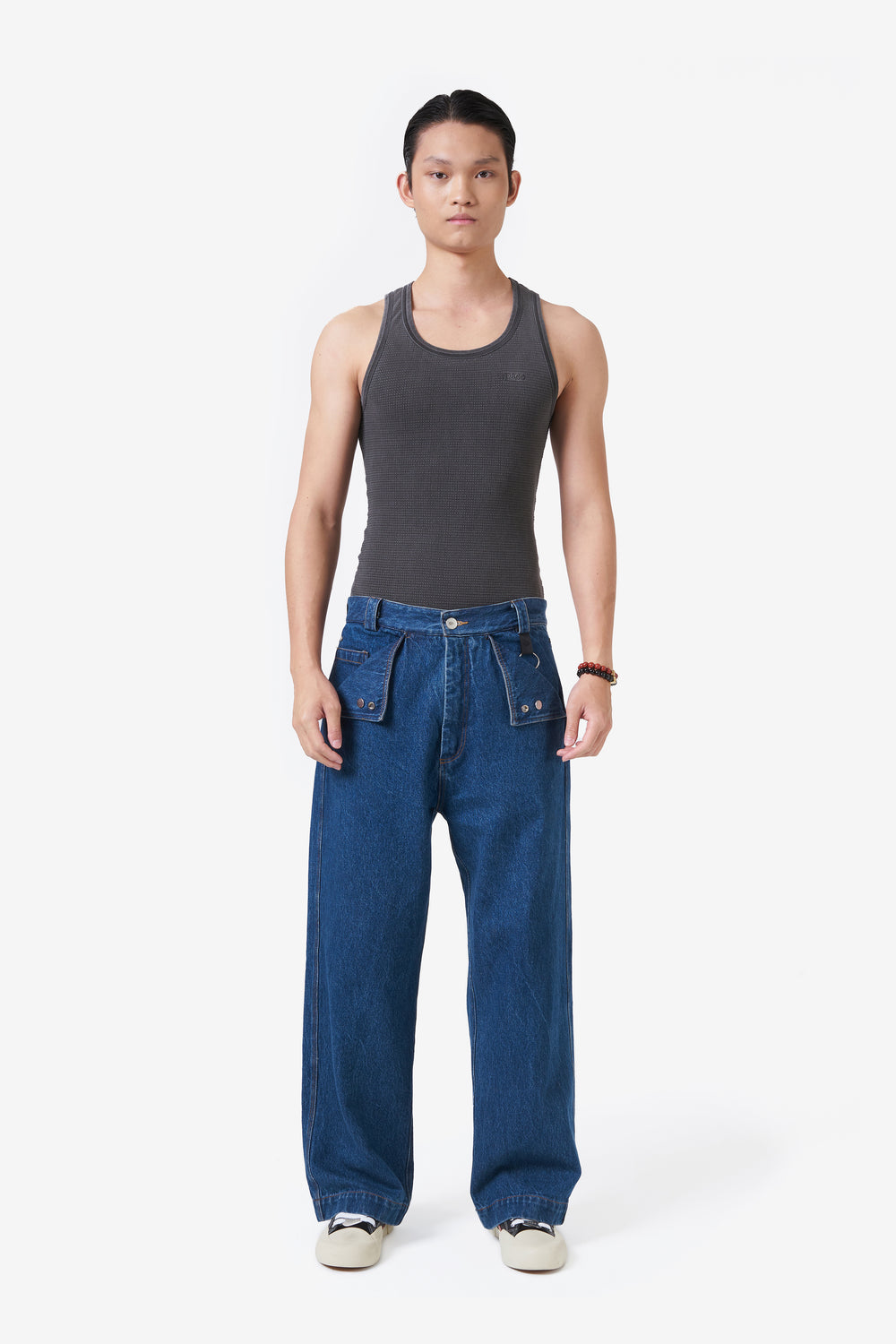 TANK TOP WAFFLE KNIT STONE WASHED BLACK