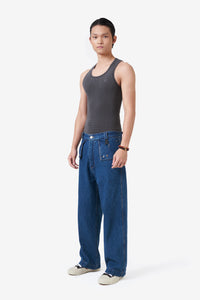TANK TOP WAFFLE KNIT STONE WASHED BLACK