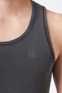 TANK TOP WAFFLE KNIT STONE WASHED BLACK