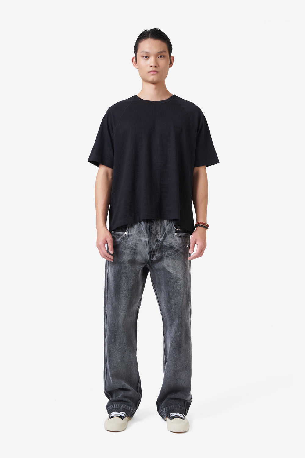 T-SHIRT WAFFLE KNIT BLACK