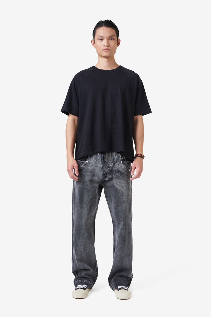 T-SHIRT WAFFLE KNIT BLACK