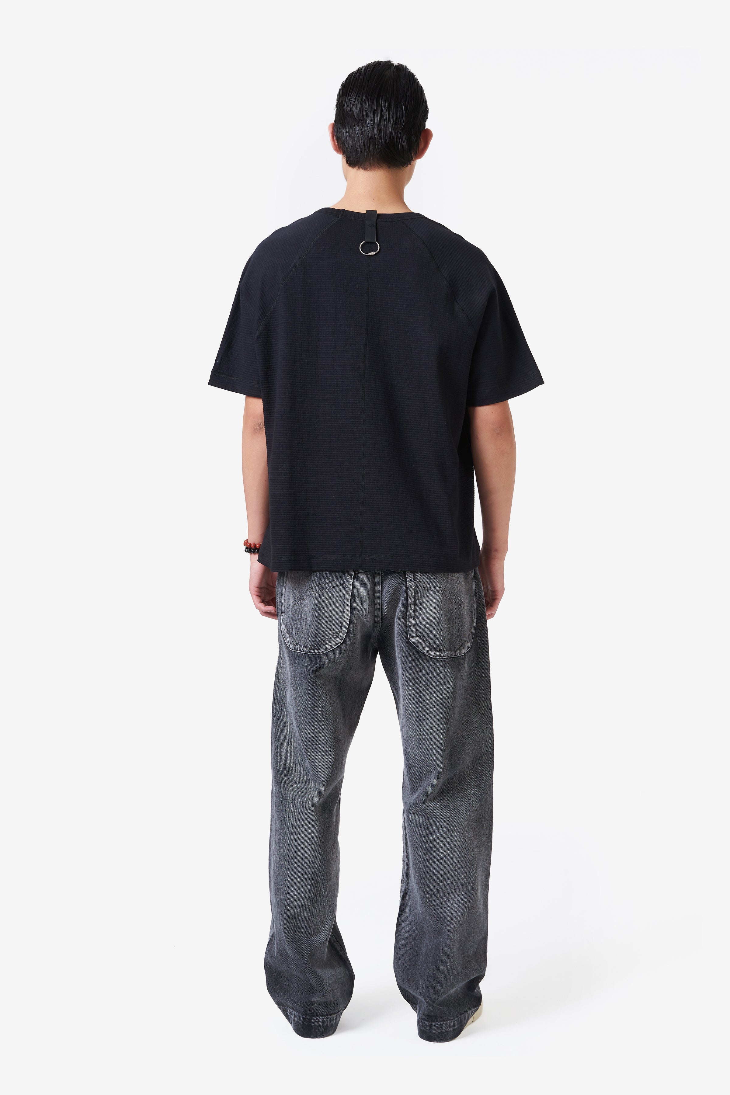 T-SHIRT WAFFLE KNIT BLACK