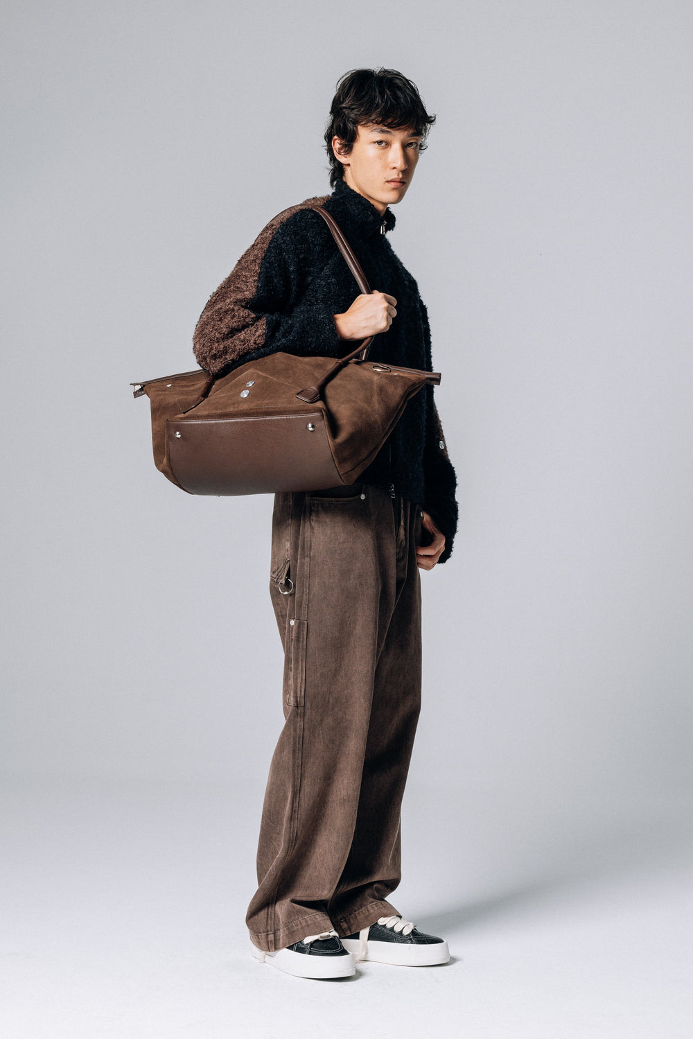 EX-IN FLEECE JACKET BLACK / BROWN