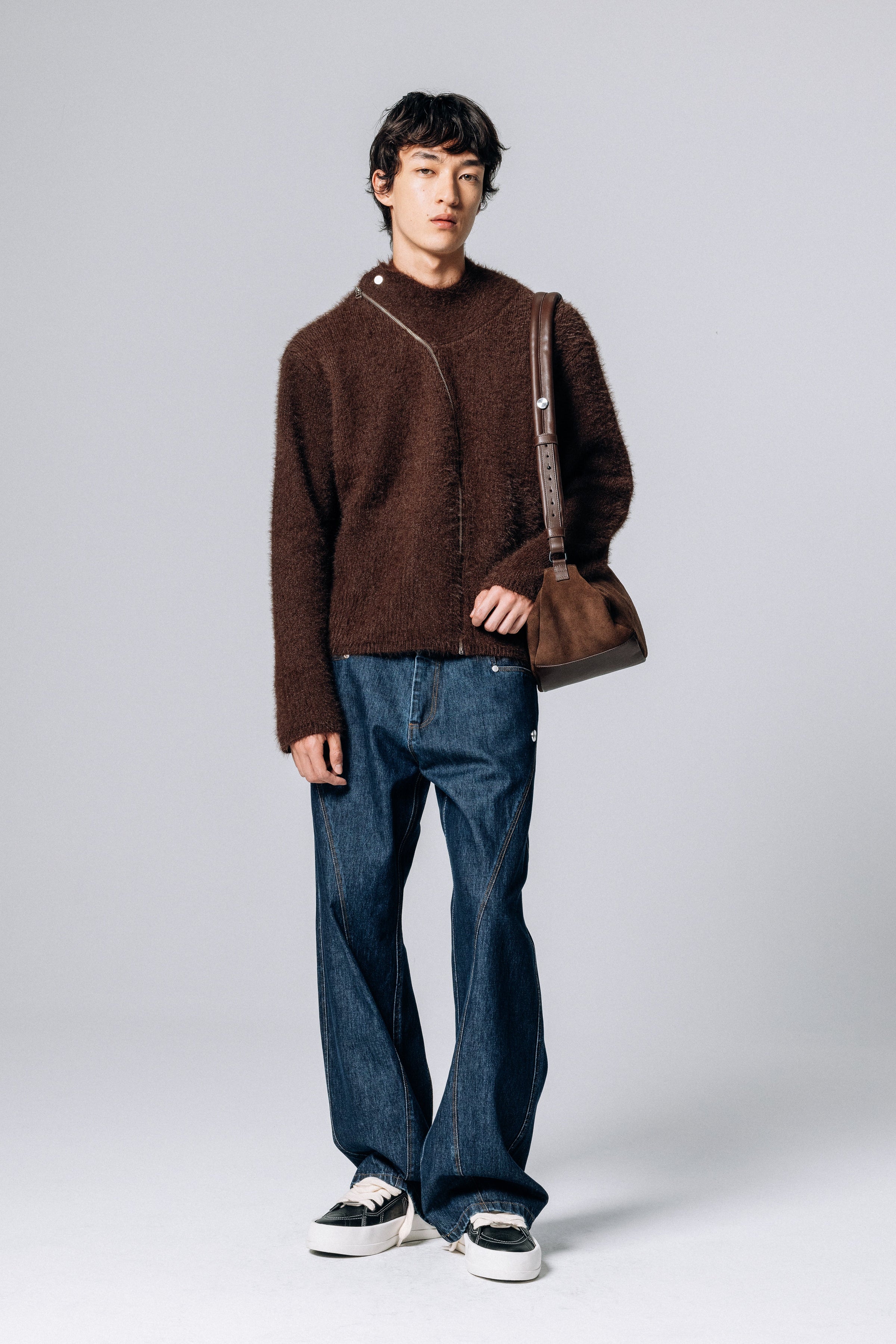 TIRAMISU ZIP UP KNIT BROWN