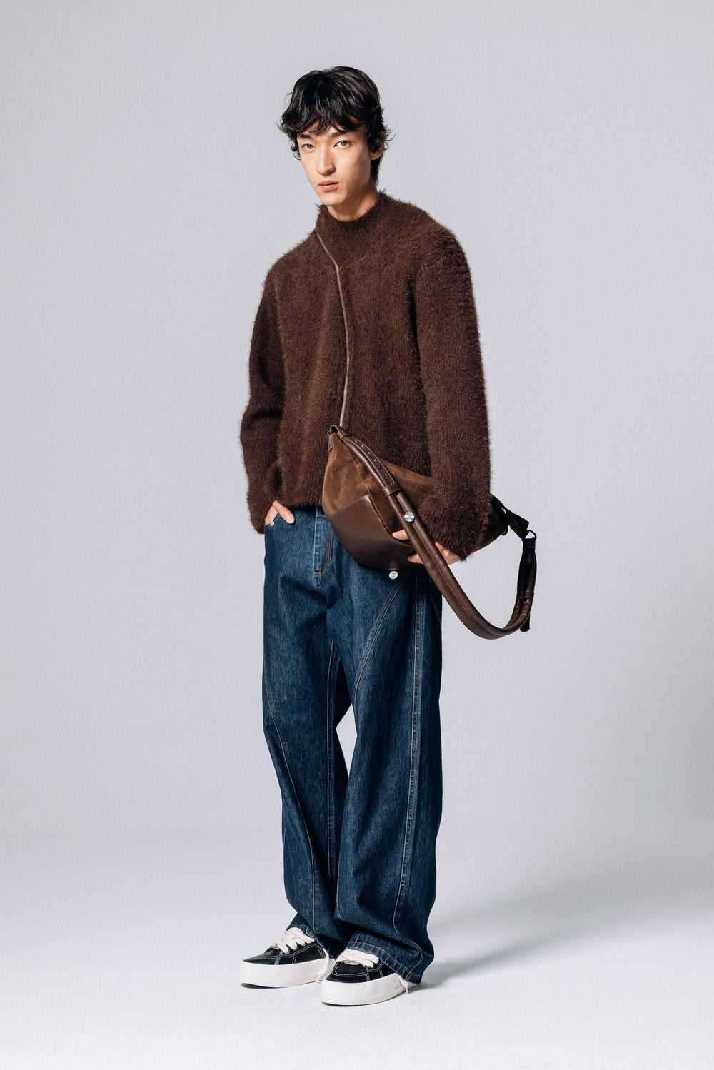 TIRAMISU ZIP UP KNIT BROWN