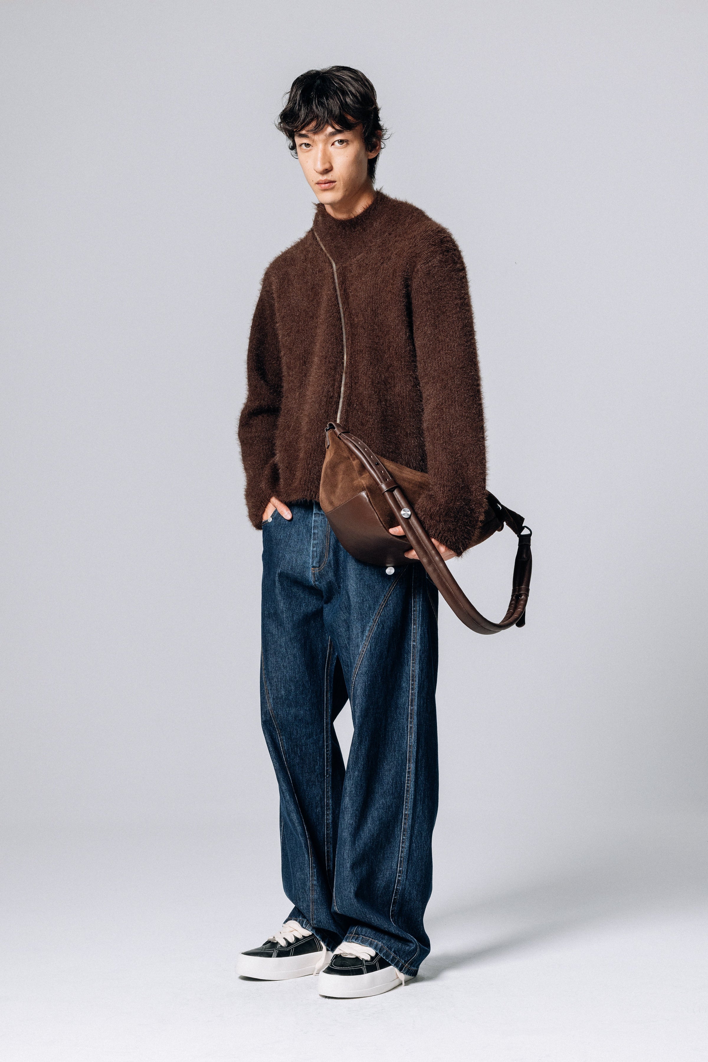 TIRAMISU ZIP UP KNIT BROWN