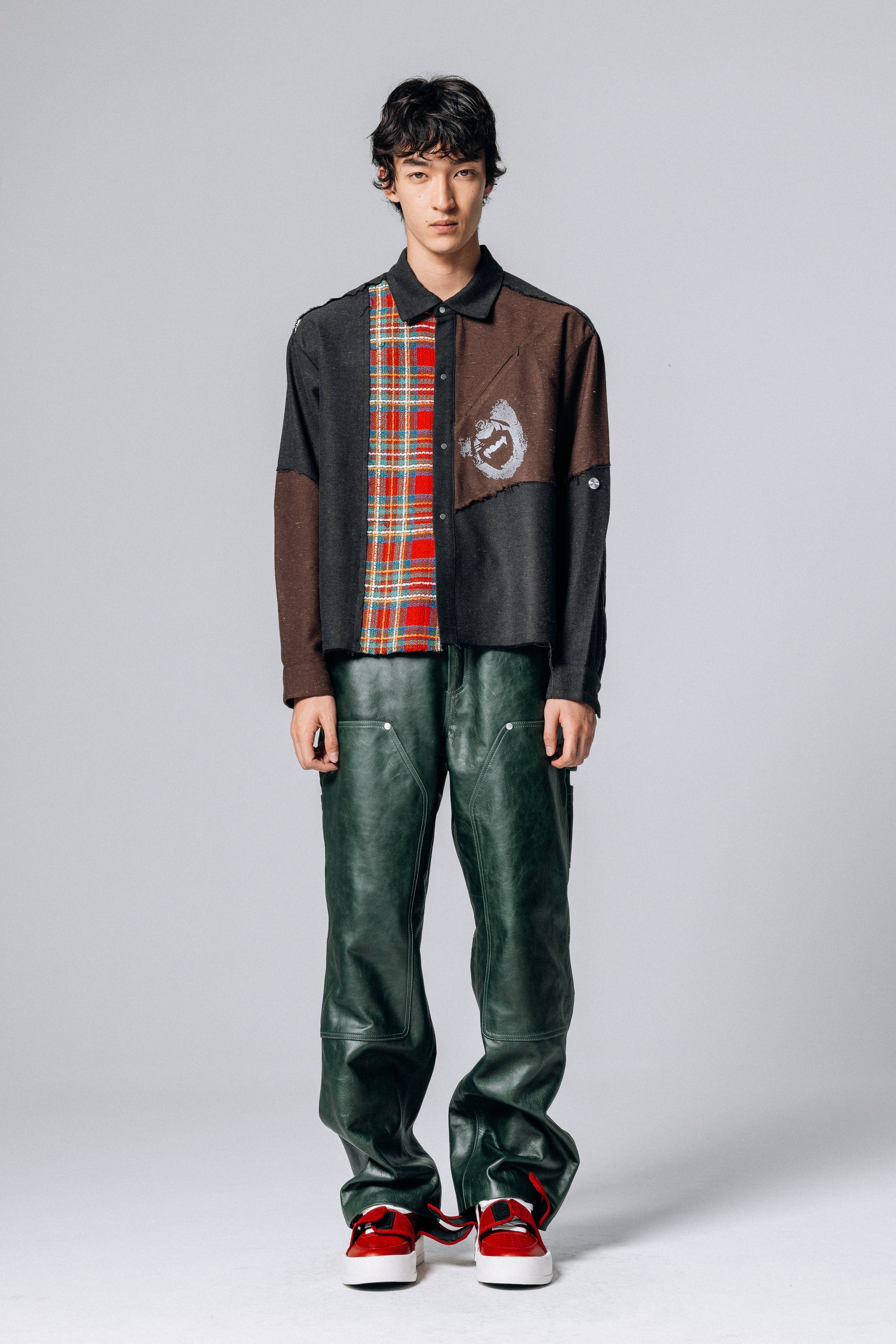 PRÉ VENDA - DOUBLE KNEES LEATHER TROUSERS GREEN