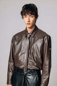 PRÉ VENDA - DYNAMIC LEATHER SHIRT BROWN