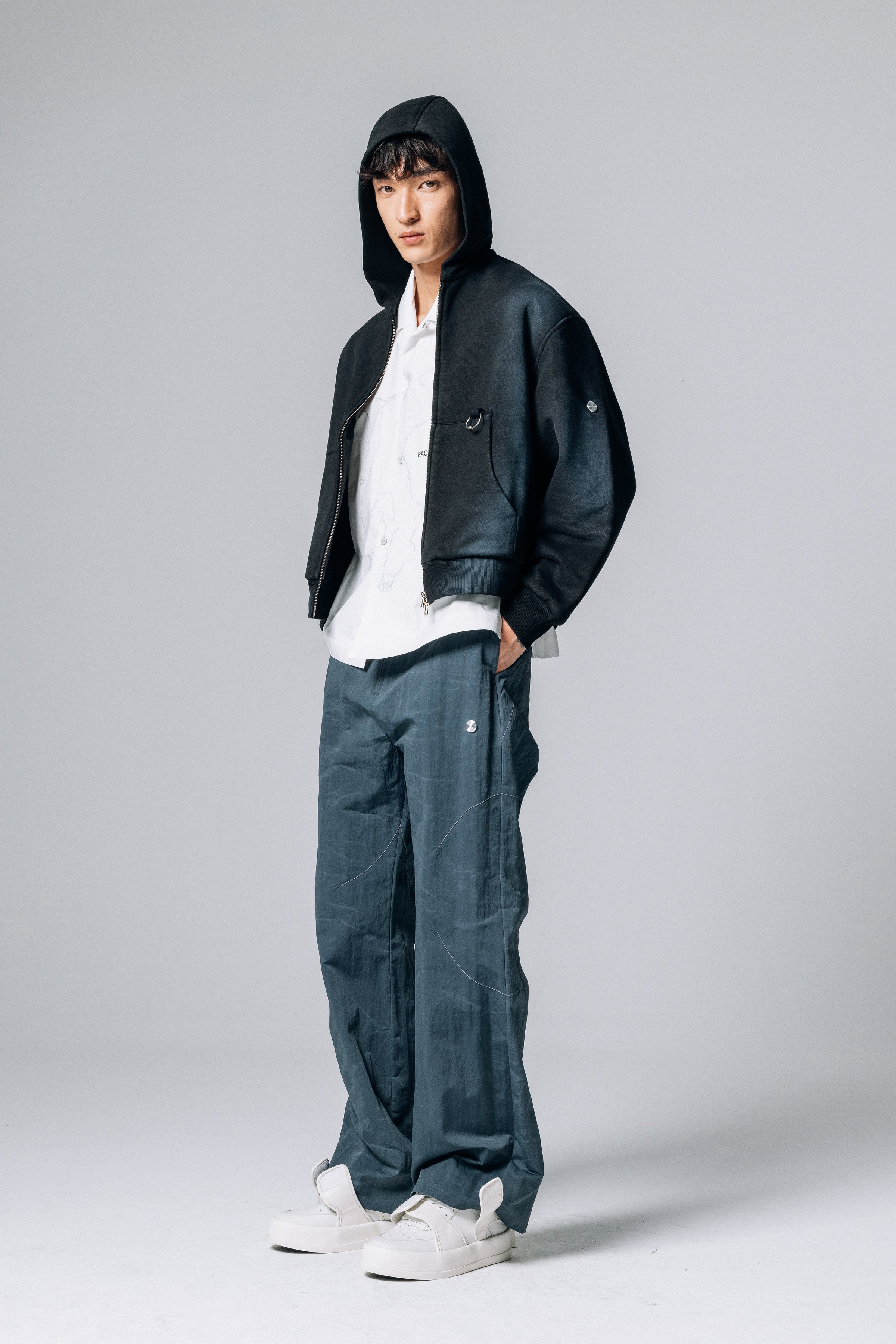 UNIFORMA ZIP HOODIE STONE BLACK