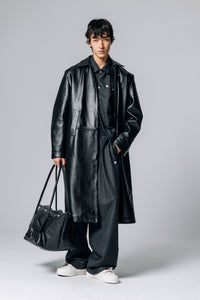 PRÉ VENDA - LEON LEATHER LONG COAT BLACK