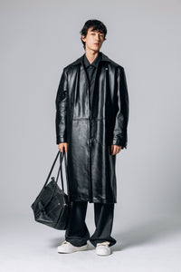 PRÉ VENDA - LEON LEATHER LONG COAT BLACK