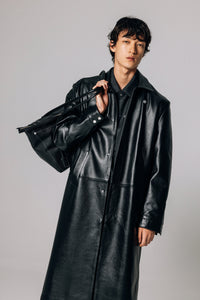 PRÉ VENDA - LEON LEATHER LONG COAT BLACK