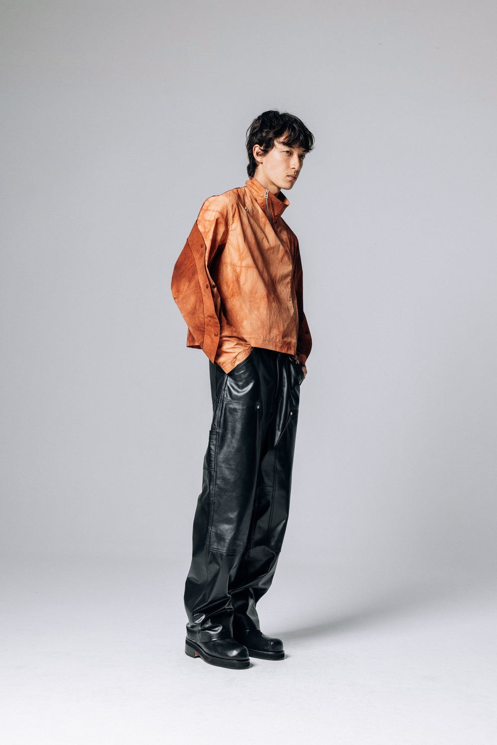 PRÉ VENDA - DOUBLE KNEES LEATHER TROUSERS BLACK