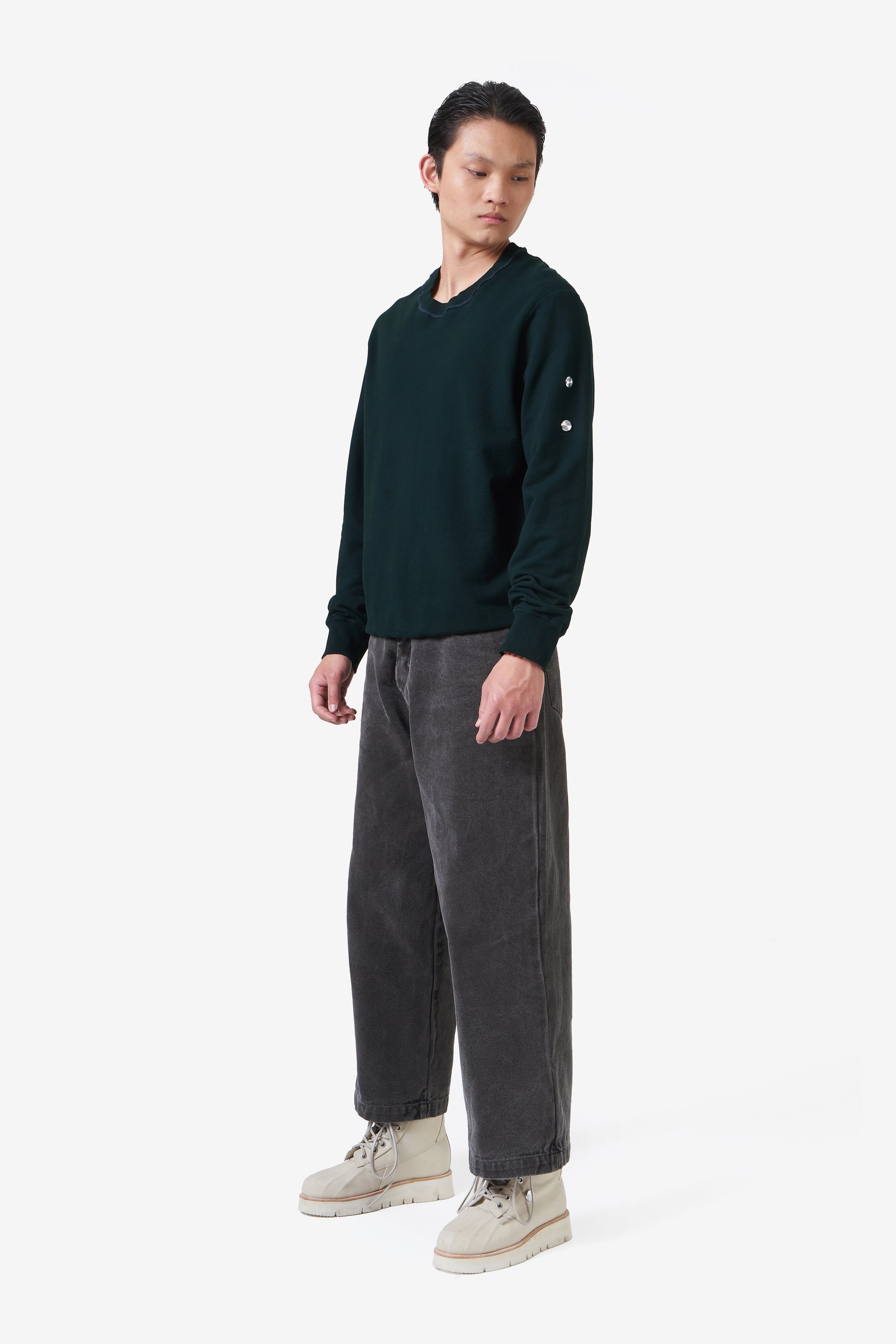 CREWNECK STONE WASHED GREEN