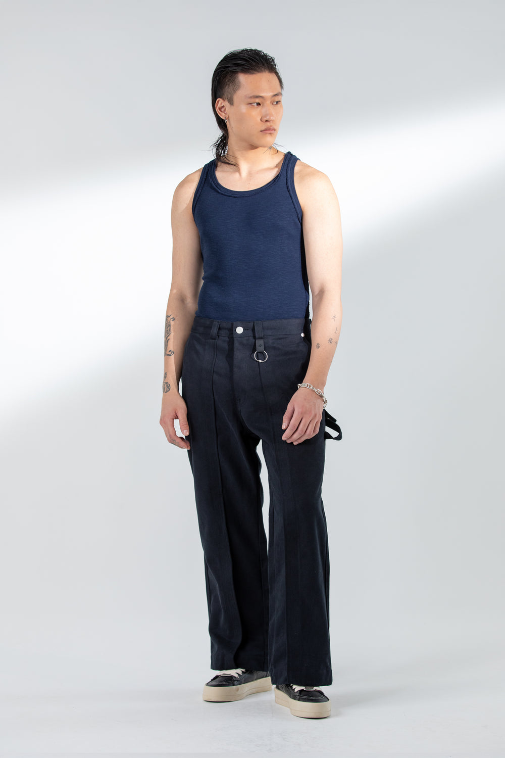 PATTERN TANK TOP STONE WASHED NAVY BLUE