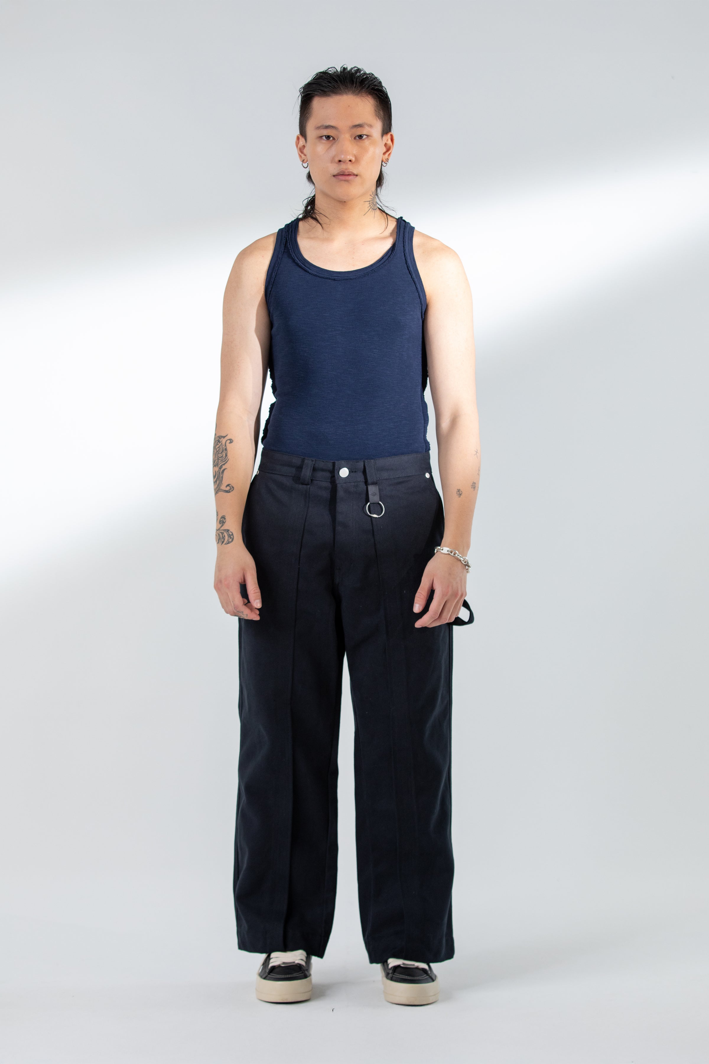 PATTERN TANK TOP STONE WASHED NAVY BLUE