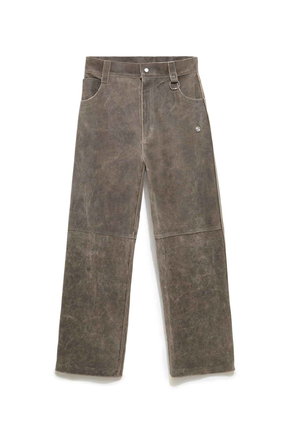 TRUCKER TYP0 LEATHER PANTS DISTRESSED BROWN
