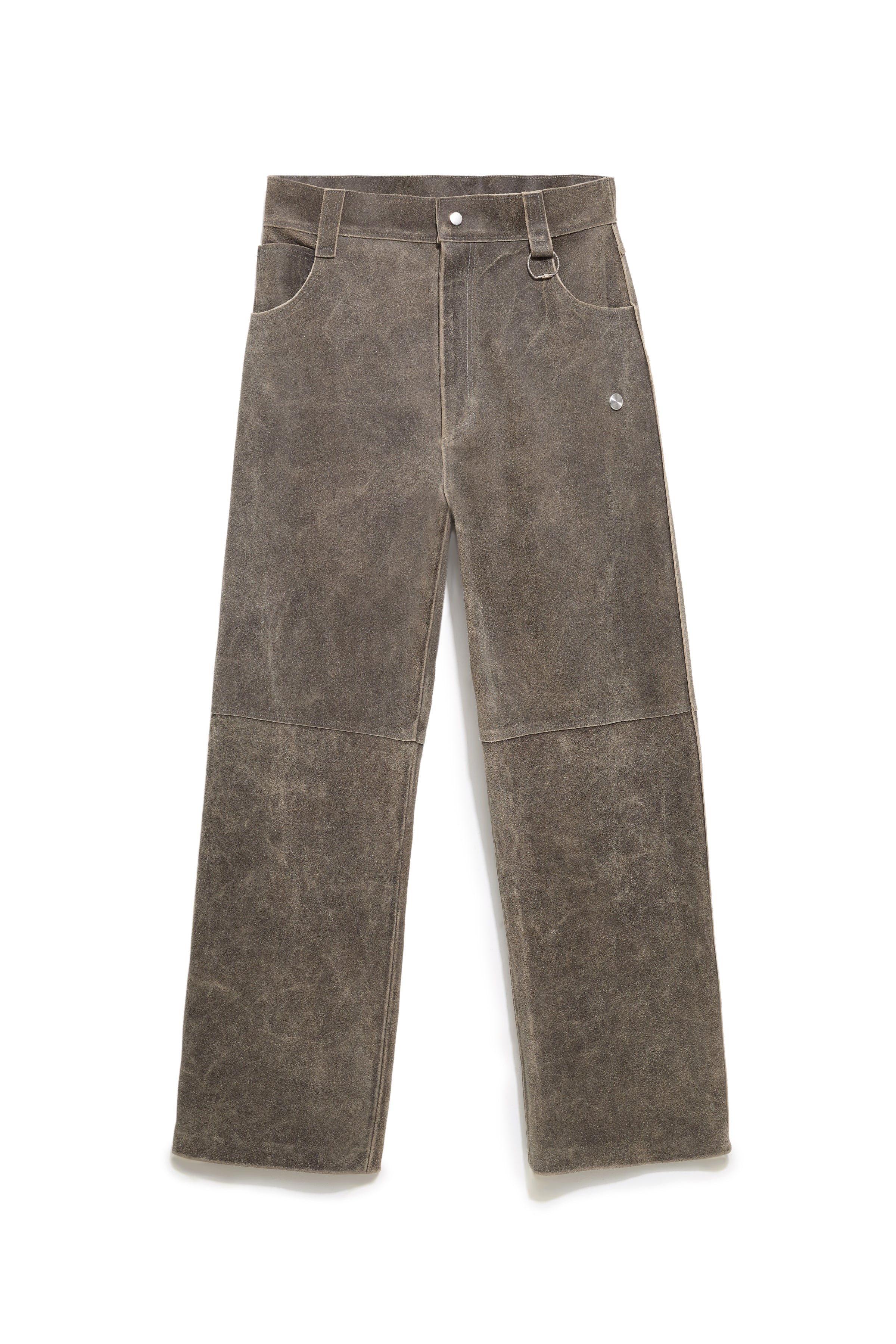 TRUCKER TYP0 LEATHER PANTS DISTRESSED BROWN