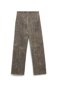 TRUCKER TYP0 LEATHER PANTS DISTRESSED BROWN