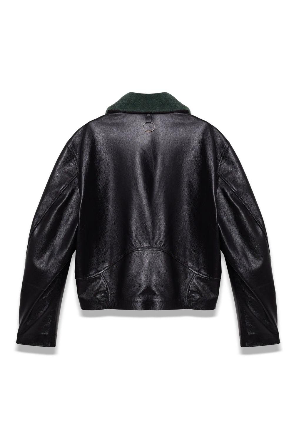 TOBI LEATHER JACKET BLACK / GREEN FUR