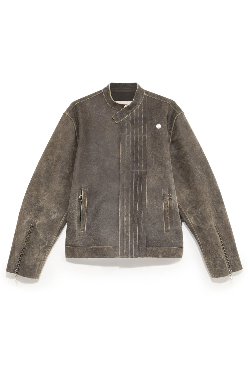 TYP0 TRUCKER LEATHER JACKET DISTRESSED BROWN