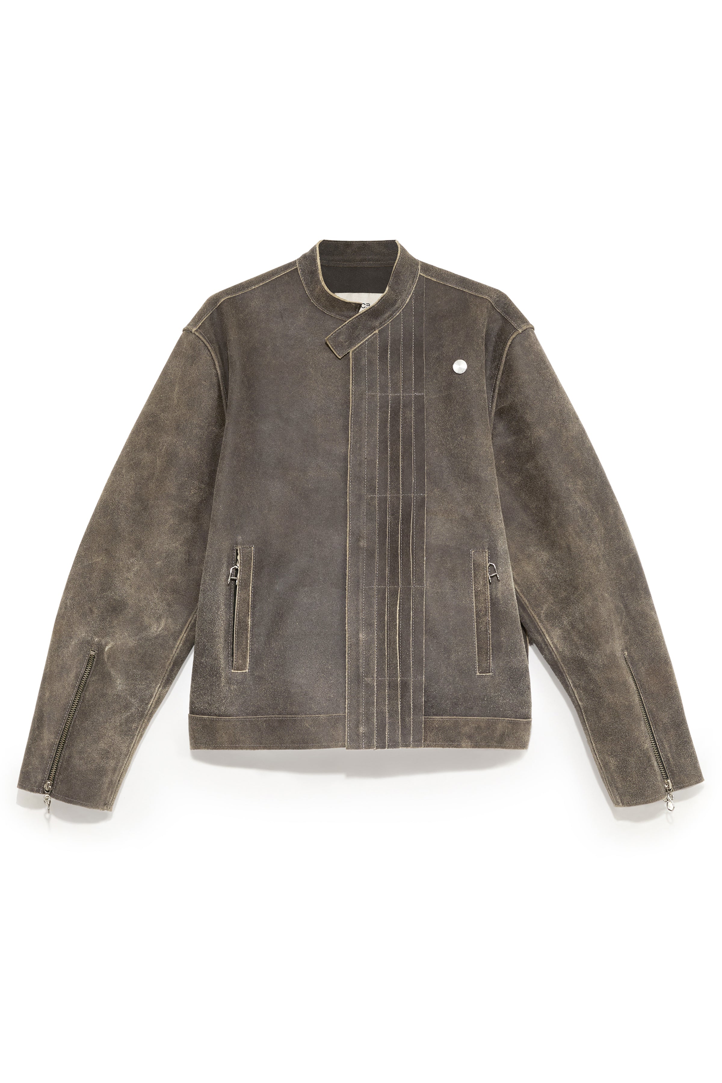TYP0 TRUCKER LEATHER JACKET DISTRESSED BROWN