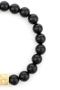 DK BRACELET BLACK TOURMALINE - GOLD