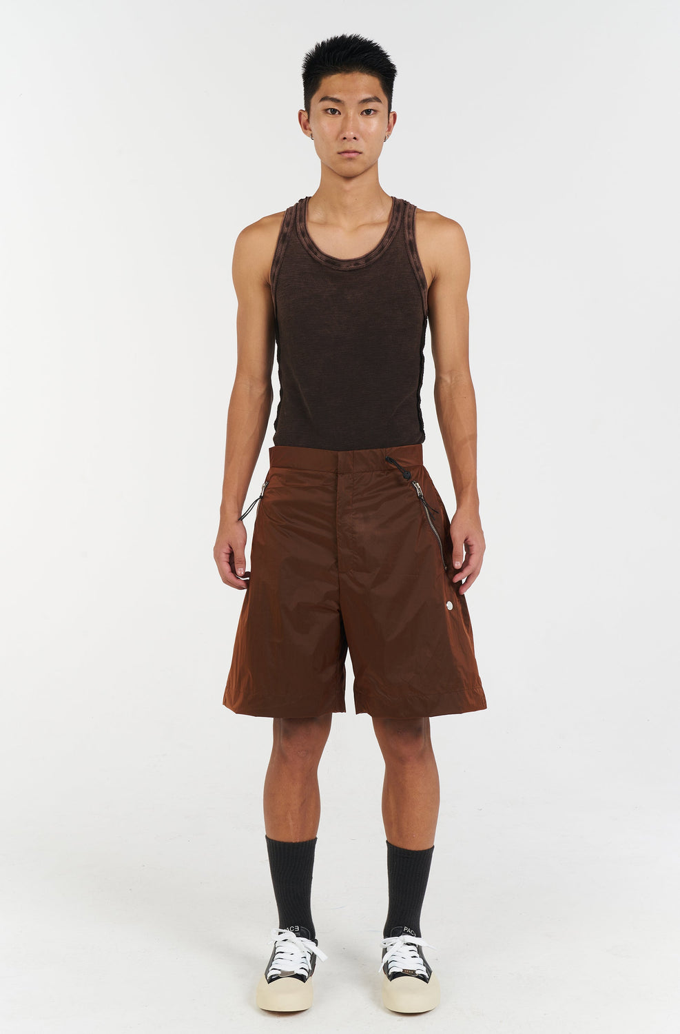 PATTERN TANK TOP STONE WASHED BROWN
