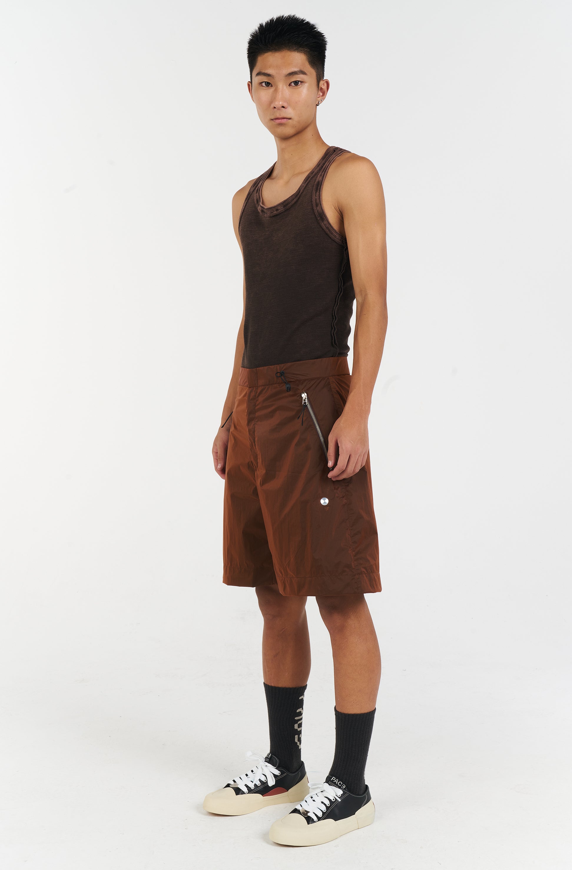 PATTERN TANK TOP STONE WASHED BROWN