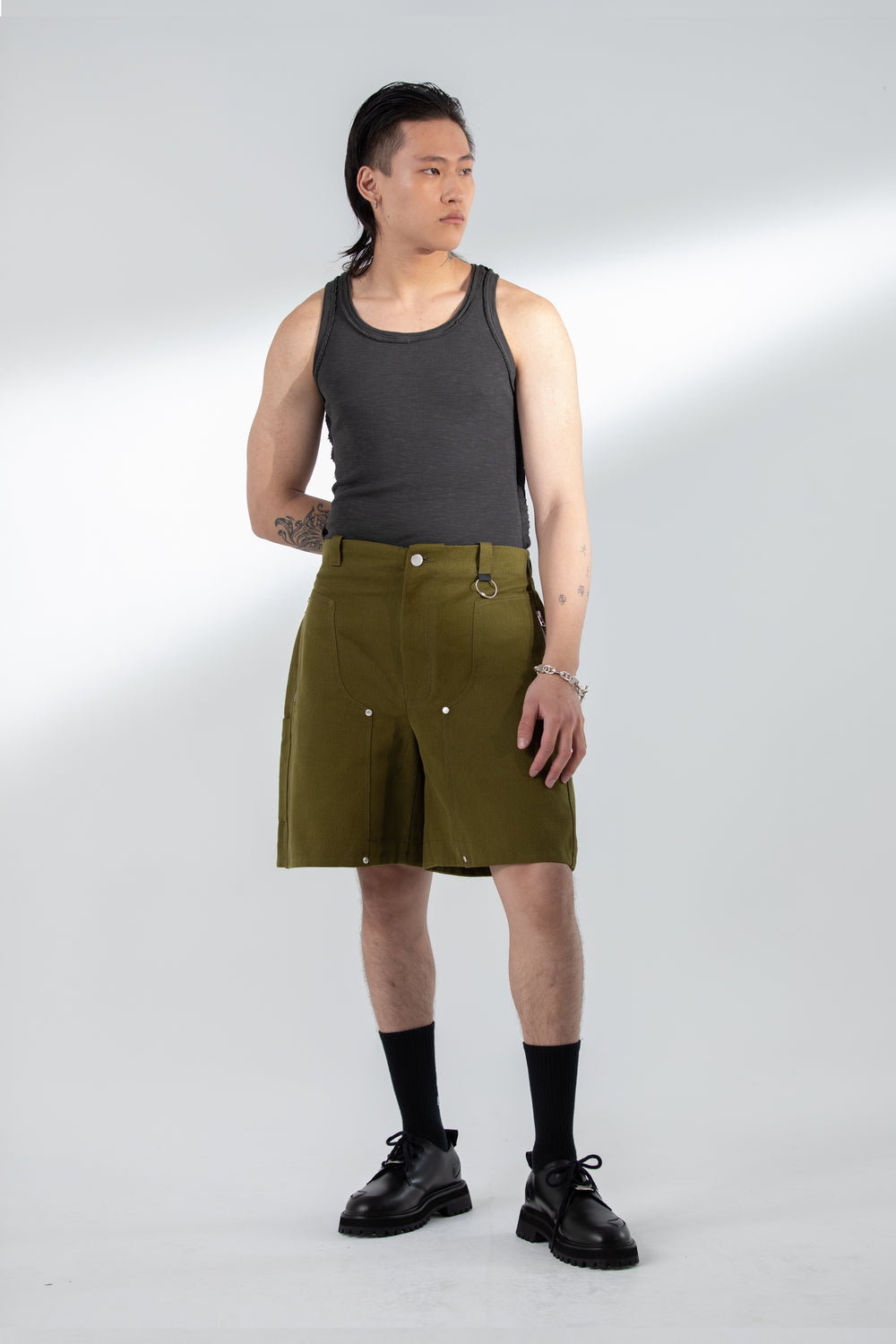 PATTERN TANK TOP STONE WASHED DARK GREY