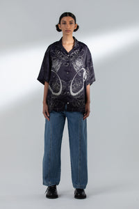 STEEL CABLE CUBAN COLLAR SHIRT BLACK