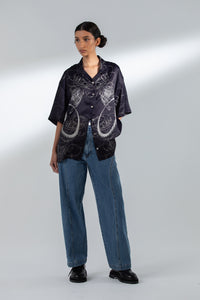 STEEL CABLE CUBAN COLLAR SHIRT BLACK