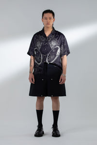 STEEL CABLE CUBAN COLLAR SHIRT BLACK